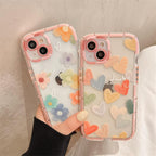 Cute Love Heart Soft Shockproof Bumper Transparent Phone Case For iPhone 12 13 Pro Max Silicone Back Cover Case  Cute Side Small Pattern for Women Girls Soft Silicone Shockproof Protective Cover Stevvex