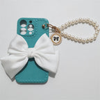 Cute Luxury Fashion 3d Bow Pearl Bracelet Girl Soft Case For iPhone 11 12 13 Pro Max 7 8 Plus Xr X Xs Se Anti-drop Cover Pearl Chain Bow Phone Case Ideal for iPhone Elegant Phone Case Stevvex