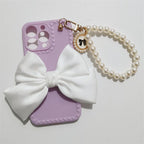 Cute Luxury Fashion 3d Bow Pearl Bracelet Girl Soft Case For iPhone 11 12 13 Pro Max 7 8 Plus Xr X Xs Se Anti-drop Cover Pearl Chain Bow Phone Case Ideal for iPhone Elegant Phone Case Stevvex