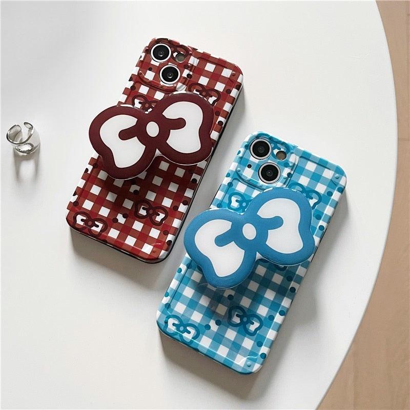 Cute Luxury Fashion 3d Bow Pearl Bracelet Girl Soft Case For iPhone 11 12 13 Pro Max 7 8 Plus Xr X Xs Se Anti-drop Cover Pearl Chain Bow Phone Case Ideal for iPhone Elegant Phone Case Stevvex