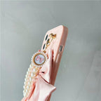 Cute Luxury Fashion 3d Bow Pearl Bracelet Girl Soft Case For iPhone 11 12 13 Pro Max 7 8 Plus Xr X Xs Se Anti-drop Cover Pearl Chain Bow Phone Case Ideal for iPhone Elegant Phone Case Stevvex