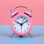 Cute Mini Metal Round Alarm Clock Desk Table Electronic Digital Clock Twin Bell Alarm Clock Metal Frame 3D Dial with Backlight Function Desk Table Clock for Home & Office Bedroom Living Room Alarm Clock Creative Home Decoration Stevvex