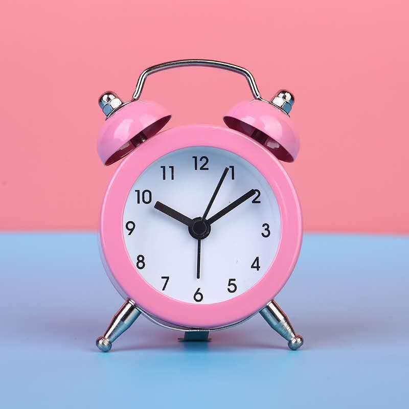Cute Mini Metal Round Alarm Clock Desk Table Electronic Digital Clock Twin Bell Alarm Clock Metal Frame 3D Dial with Backlight Function Desk Table Clock for Home & Office Bedroom Living Room Alarm Clock Creative Home Decoration Stevvex