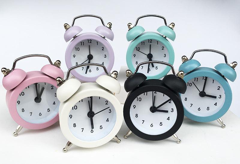 Cute Mini Metal Round Alarm Clock Desk Table Electronic Digital Clock Twin Bell Alarm Clock Metal Frame 3D Dial with Backlight Function Desk Table Clock for Home & Office Bedroom Living Room Alarm Clock Creative Home Decoration Stevvex
