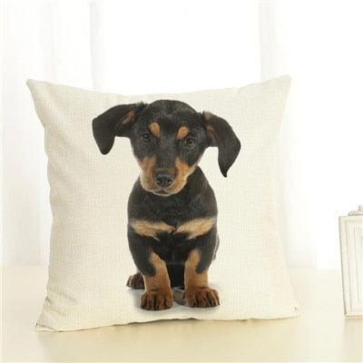 Cute Pet Dog Printed Cushion Cover Linen Pillow Cover Decorative Throw Pillow Cover For Sofa Chair Home Stevvex