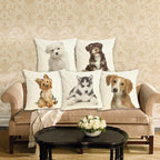 Cute Pet Dog Printed Cushion Cover Linen Pillow Cover Decorative Throw Pillow Cover For Sofa Chair Home Stevvex