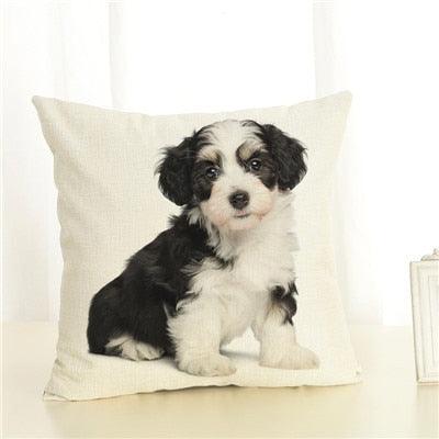 Cute Pet Dog Printed Cushion Cover Linen Pillow Cover Decorative Throw Pillow Cover For Sofa Chair Home Stevvex