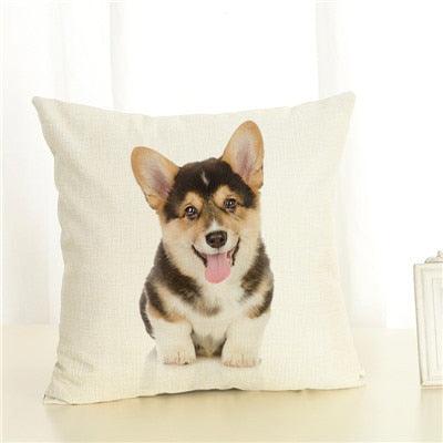 Cute Pet Dog Printed Cushion Cover Linen Pillow Cover Decorative Throw Pillow Cover For Sofa Chair Home Stevvex