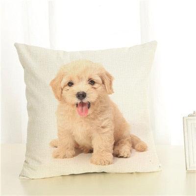 Cute Pet Dog Printed Cushion Cover Linen Pillow Cover Decorative Throw Pillow Cover For Sofa Chair Home Stevvex