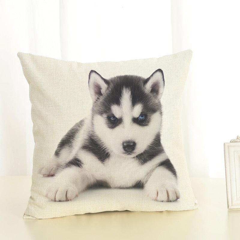 Cute Pet Dog Printed Cushion Cover Linen Pillow Cover Decorative Throw Pillow Cover For Sofa Chair Home Stevvex