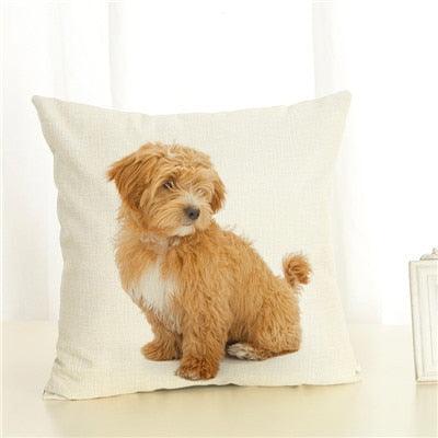Cute Pet Dog Printed Cushion Cover Linen Pillow Cover Decorative Throw Pillow Cover For Sofa Chair Home Stevvex