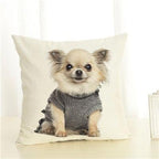 Cute Pet Dog Printed Cushion Cover Linen Pillow Cover Decorative Throw Pillow Cover For Sofa Chair Home Stevvex