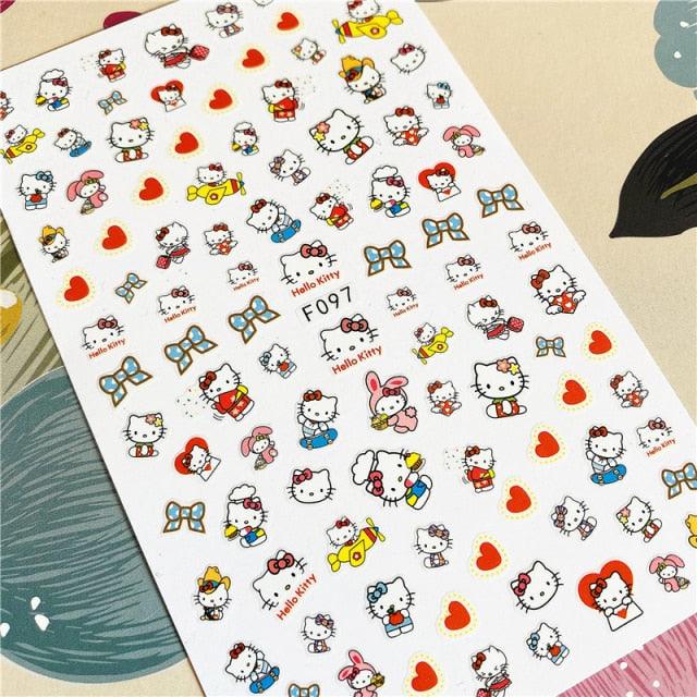 Cute rabbit Cute cat  Japanese Justice Girl 3D Back Glue Nail Sticker Nail Decoration Nail Art Nail Ornament Self Adhesive Nail Decals for Nail Art Decoration Including Hearts Stars Letters Bowknot Leaves Flowers Plants Fruits Butterflies for Woman Stevvex