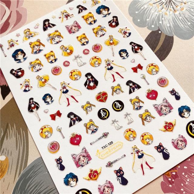 Cute rabbit Cute cat  Japanese Justice Girl 3D Back Glue Nail Sticker Nail Decoration Nail Art Nail Ornament Self Adhesive Nail Decals for Nail Art Decoration Including Hearts Stars Letters Bowknot Leaves Flowers Plants Fruits Butterflies for Woman Stevvex