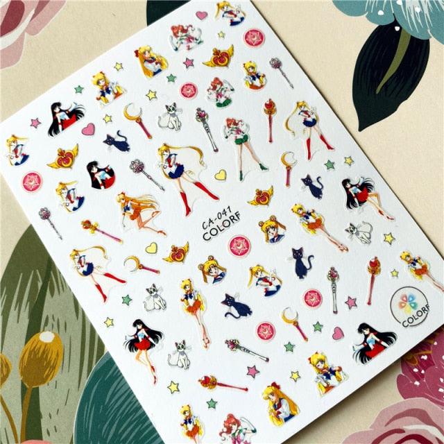 Cute rabbit Cute cat  Japanese Justice Girl 3D Back Glue Nail Sticker Nail Decoration Nail Art Nail Ornament Self Adhesive Nail Decals for Nail Art Decoration Including Hearts Stars Letters Bowknot Leaves Flowers Plants Fruits Butterflies for Woman Stevvex