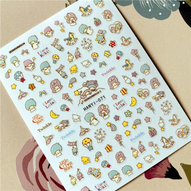 Cute rabbit Cute cat  Japanese Justice Girl 3D Back Glue Nail Sticker Nail Decoration Nail Art Nail Ornament Self Adhesive Nail Decals for Nail Art Decoration Including Hearts Stars Letters Bowknot Leaves Flowers Plants Fruits Butterflies for Woman Stevvex