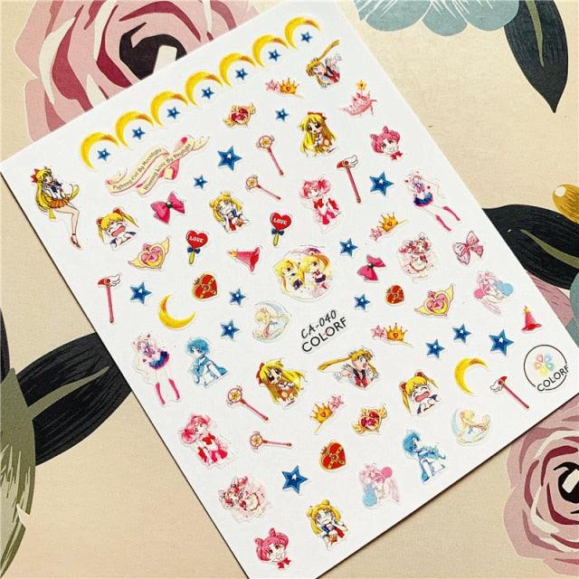 Cute rabbit Cute cat  Japanese Justice Girl 3D Back Glue Nail Sticker Nail Decoration Nail Art Nail Ornament Self Adhesive Nail Decals for Nail Art Decoration Including Hearts Stars Letters Bowknot Leaves Flowers Plants Fruits Butterflies for Woman Stevvex