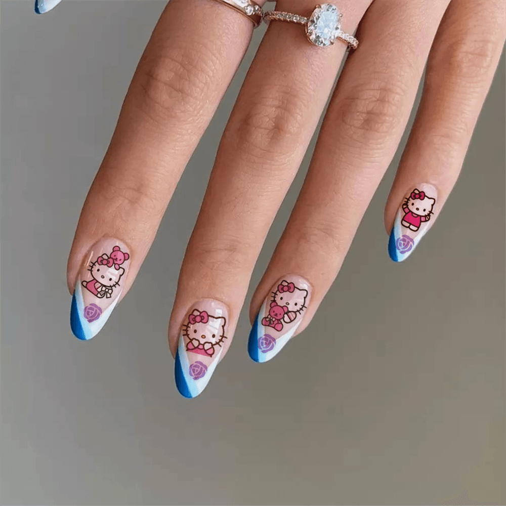 Cute rabbit Cute cat  Japanese Justice Girl 3D Back Glue Nail Sticker Nail Decoration Nail Art Nail Ornament Self Adhesive Nail Decals for Nail Art Decoration Including Hearts Stars Letters Bowknot Leaves Flowers Plants Fruits Butterflies for Woman Stevvex