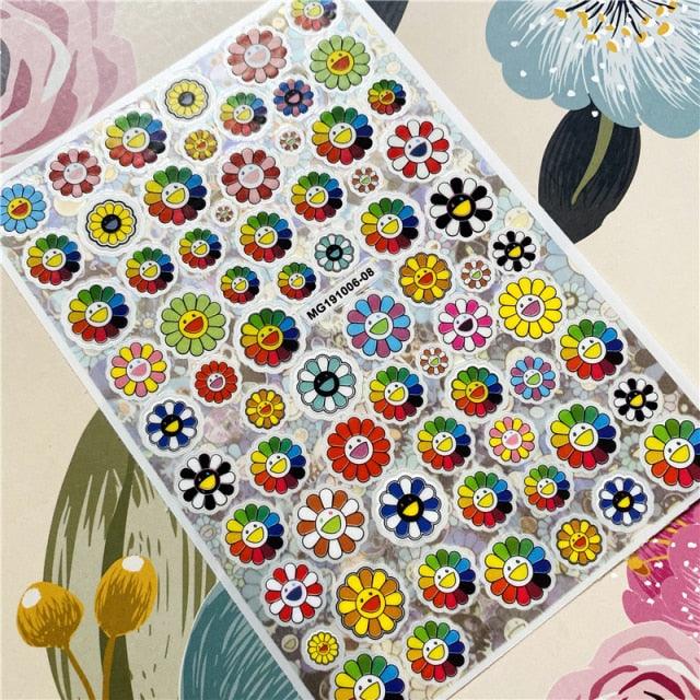 Cute rabbit Cute cat  Japanese Justice Girl 3D Back Glue Nail Sticker Nail Decoration Nail Art Nail Ornament Self Adhesive Nail Decals for Nail Art Decoration Including Hearts Stars Letters Bowknot Leaves Flowers Plants Fruits Butterflies for Woman Stevvex