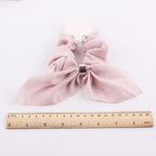 Cute Rabbit Ear Striped Metal Buckle Hair Scrunchies Elastic Hair Bands Ties Rope Bands Ponytail Bands Gorgeous Hair Accessories For Women