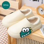 Cute Side Bear Waterproof Cotton Women Shoes Winter Warm Indoor Outdoor Wrapped Heel Slippers EVA Comfort Memory Foam Slippers Waterproof Non Skid Warm Washable Cotton Shoes Loafer Slippers
