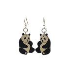 Cute Small Panda Wood Dangle Earrings Hypoallergenic