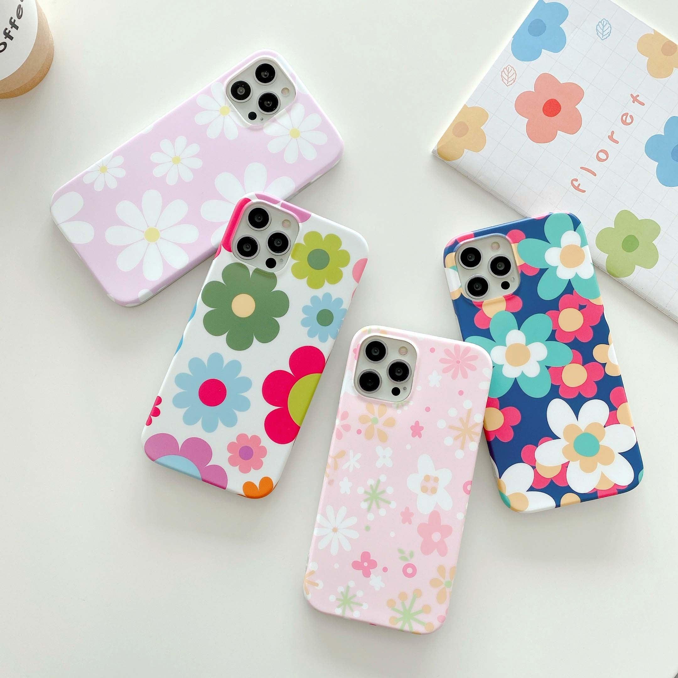 Cute Smooth Flower Phone Case For Iphone 13 11 Pro Max 12 Mini X Xr Xs Max 7 8 Plus Anti Knock Back Phone Cover Case Silicone Ultra Thin Shockproof Mobile Phone Case With Fashion Pattern Soft Bumper Full Body Protective Case For Iphone Stevvex