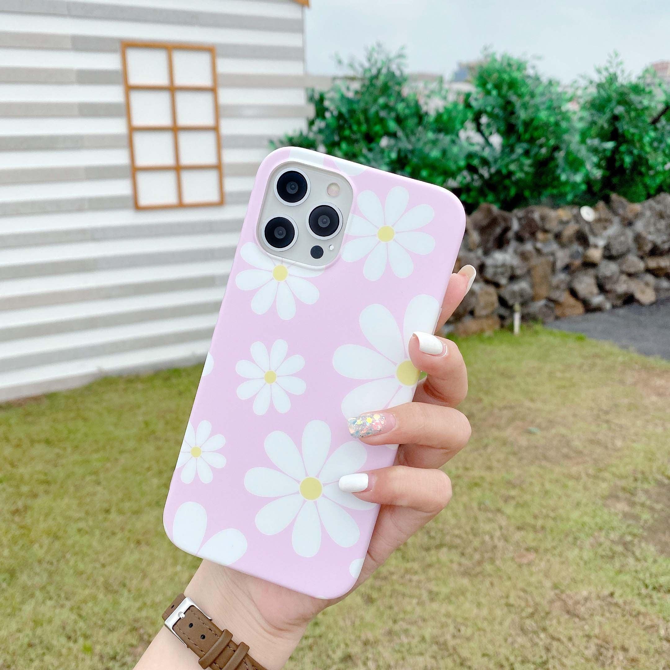 Cute Smooth Flower Phone Case For Iphone 13 11 Pro Max 12 Mini X Xr Xs Max 7 8 Plus Anti Knock Back Phone Cover Case Silicone Ultra Thin Shockproof Mobile Phone Case With Fashion Pattern Soft Bumper Full Body Protective Case For Iphone Stevvex