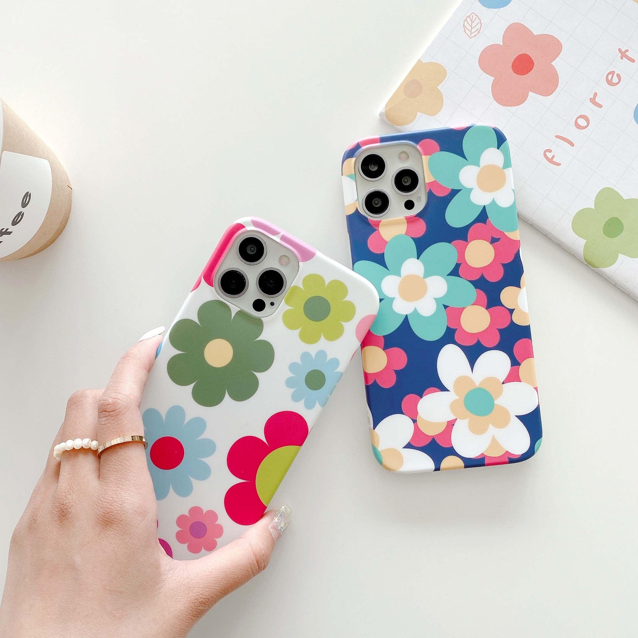 Cute Smooth Flower Phone Case For Iphone 13 11 Pro Max 12 Mini X Xr Xs Max 7 8 Plus Anti Knock Back Phone Cover Case Silicone Ultra Thin Shockproof Mobile Phone Case With Fashion Pattern Soft Bumper Full Body Protective Case For Iphone Stevvex