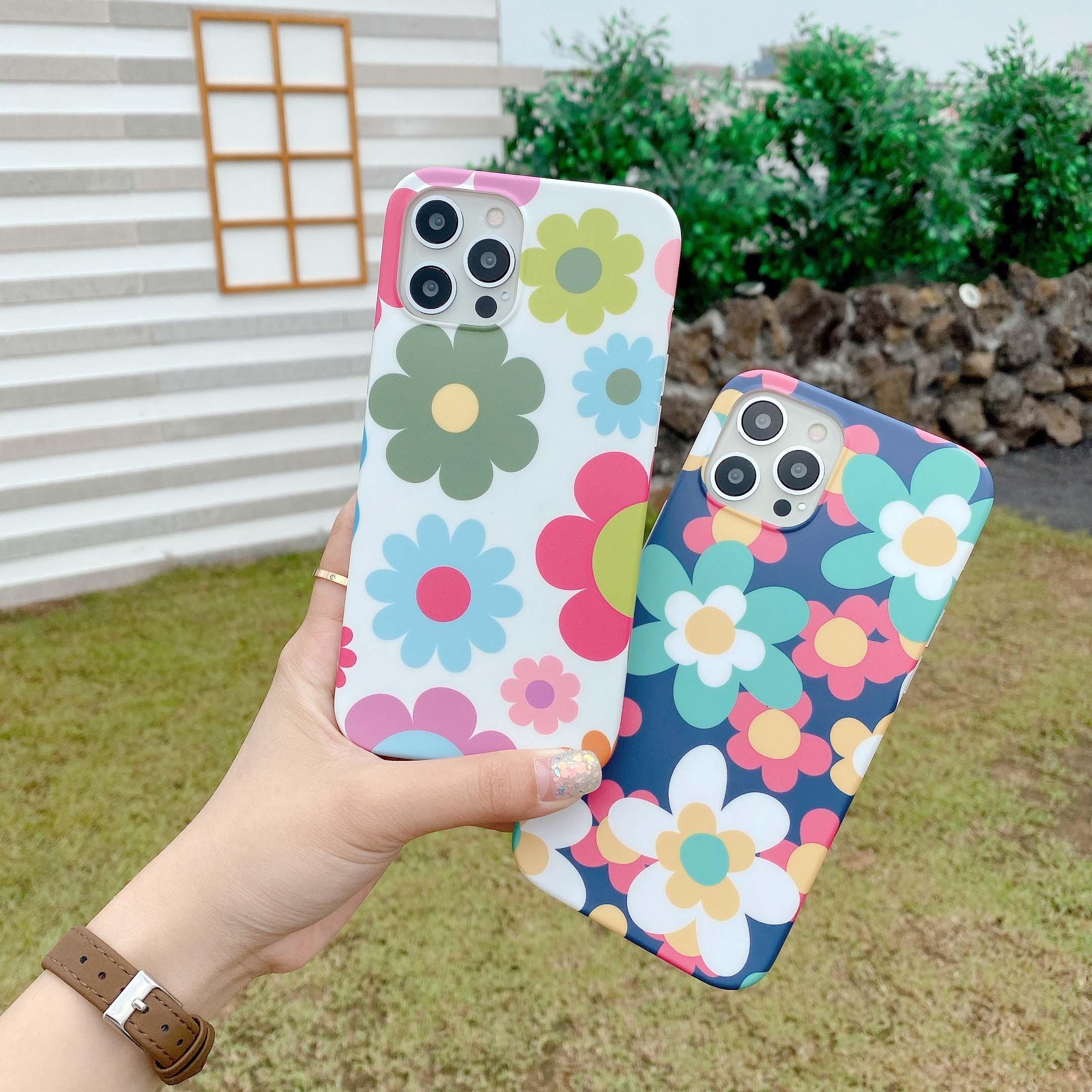 Cute Smooth Flower Phone Case For Iphone 13 11 Pro Max 12 Mini X Xr Xs Max 7 8 Plus Anti Knock Back Phone Cover Case Silicone Ultra Thin Shockproof Mobile Phone Case With Fashion Pattern Soft Bumper Full Body Protective Case For Iphone Stevvex