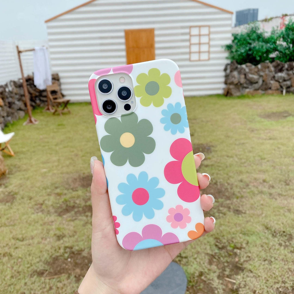 Cute Smooth Flower Phone Case For Iphone 13 11 Pro Max 12 Mini X Xr Xs Max 7 8 Plus Anti Knock Back Phone Cover Case Silicone Ultra Thin Shockproof Mobile Phone Case With Fashion Pattern Soft Bumper Full Body Protective Case For Iphone Stevvex