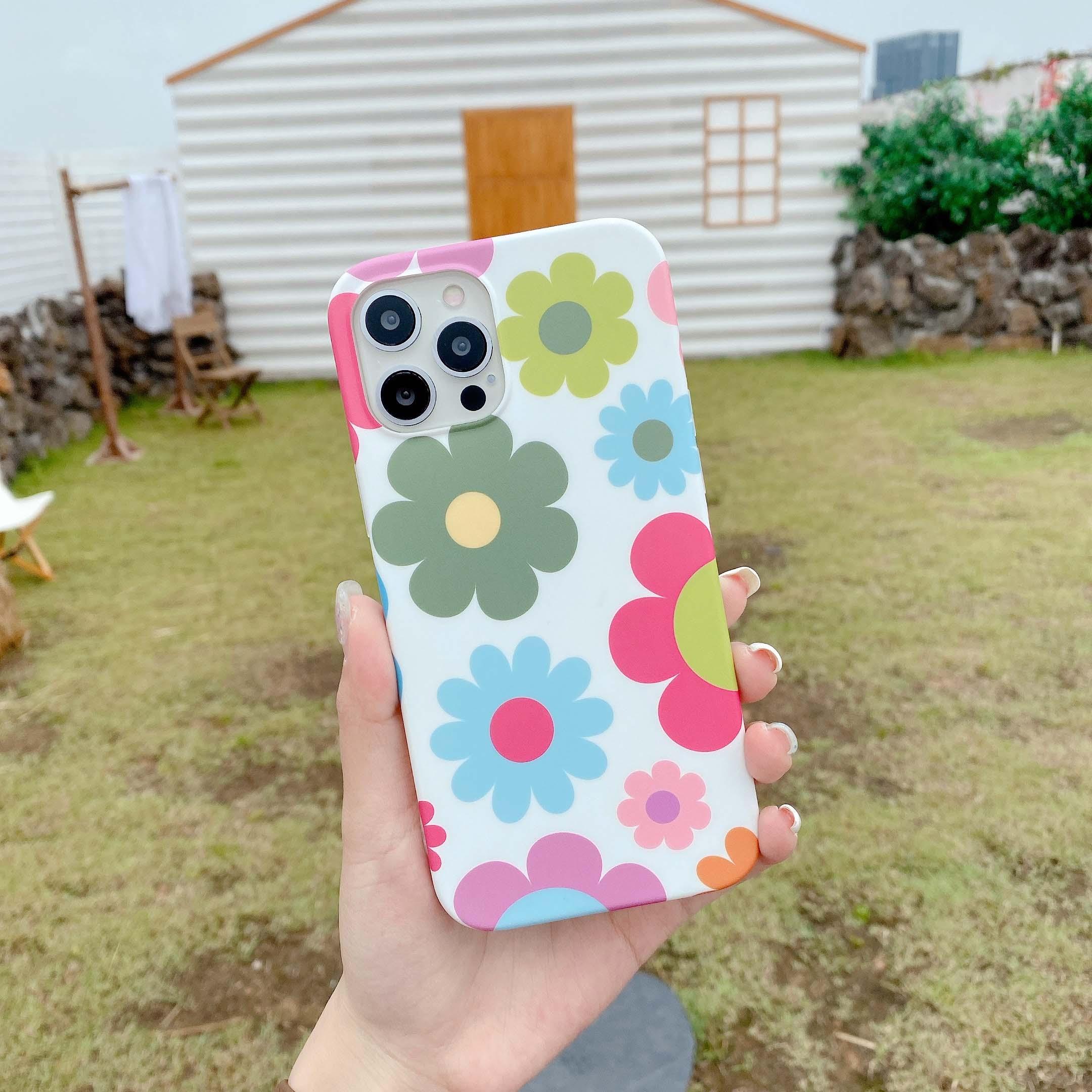 Cute Smooth Flower Phone Case For Iphone 13 11 Pro Max 12 Mini X Xr Xs Max 7 8 Plus Anti Knock Back Phone Cover Case Silicone Ultra Thin Shockproof Mobile Phone Case With Fashion Pattern Soft Bumper Full Body Protective Case For Iphone Stevvex