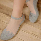 Cute Sock Slipper Women 1 Pair 2 Pieces Silk Spring Summer Thin Breathable Girl Socks Women Socks Breathable Anti-Friction Ultra Thin Socks for Women Transparent Lace Silk Elastic Socks Stevvex