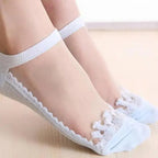 Cute Sock Slipper Women 1 Pair 2 Pieces Silk Spring Summer Thin Breathable Girl Socks Women Socks Breathable Anti-Friction Ultra Thin Socks for Women Transparent Lace Silk Elastic Socks Stevvex