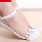 Cute Sock Slipper Women 1 Pair 2 Pieces Silk Spring Summer Thin Breathable Girl Socks Women Socks Breathable Anti-Friction Ultra Thin Socks for Women Transparent Lace Silk Elastic Socks Stevvex