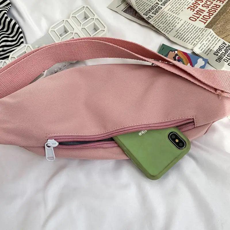 Cute Solid Color Fanny Pack For Girls Trendy Crossbody Chest Bag Belt Waist Packs Workout Traveling Dog Walking Casual Fashion Outdoor Waist Pack Bag Cool Fanny Packs Stevvex