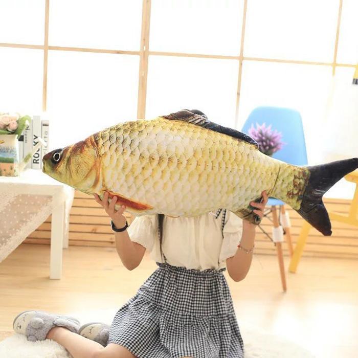 Cute Staffed Soft Animal Fish Plush Toys Pillow Creative Pillow Cushion Soft Fish Cushion Pillow Carp Plush Pillow Stuffed Toy Throw Pillow for Home Decoration Gift Kids Pillow Stuffed Animal Toy Gift Kids Toy Christmas Gifts Stevvex