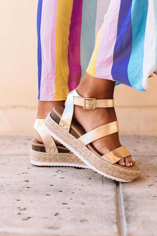 Cute Summer Women Golden Sandals Platform Heels Cross Strap Ankle Lace Beach Party Shoes Open Toe Ankle Platform Strap Casual Shoes Platform Wrap Rubber Sole Flat Sandal Stevvex
