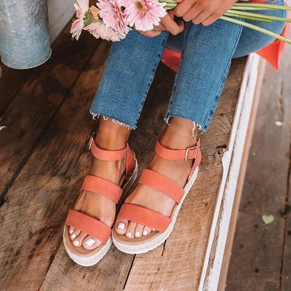 Cute Summer Women Golden Sandals Platform Heels Cross Strap Ankle Lace Beach Party Shoes Open Toe Ankle Platform Strap Casual Shoes Platform Wrap Rubber Sole Flat Sandal Stevvex