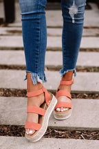 Cute Summer Women Golden Sandals Platform Heels Cross Strap Ankle Lace Beach Party Shoes Open Toe Ankle Platform Strap Casual Shoes Platform Wrap Rubber Sole Flat Sandal Stevvex