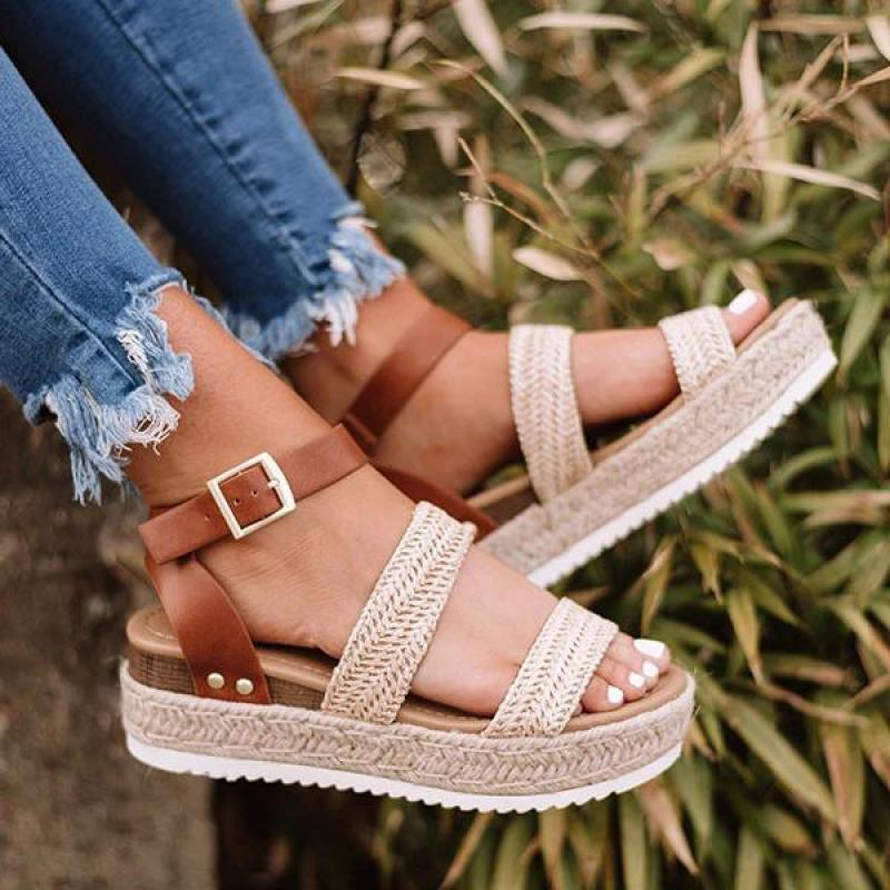 Cute Summer Women Golden Sandals Platform Heels Cross Strap Ankle Lace Beach Party Shoes Open Toe Ankle Platform Strap Casual Shoes Platform Wrap Rubber Sole Flat Sandal Stevvex