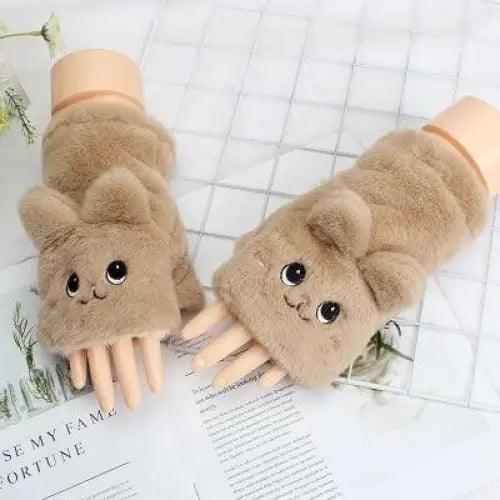 Cute Winter Warm Soft Half Finger Thick One Size Gloves For Women Fashionable Warm Comfortable Stylish Gloves For Girls Stevvex