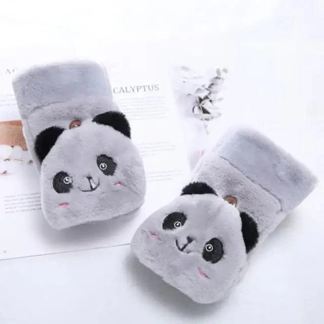 Cute Winter Warm Soft Half Finger Thick One Size Gloves For Women Fashionable Warm Comfortable Stylish Gloves For Girls Stevvex