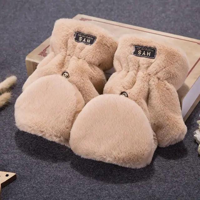 Cute Winter Warm Soft Half Finger Thick One Size Gloves For Women Fashionable Warm Comfortable Stylish Gloves For Girls Stevvex