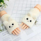 Cute Winter Warm Soft Half Finger Thick One Size Gloves For Women Fashionable Warm Comfortable Stylish Gloves For Girls Stevvex