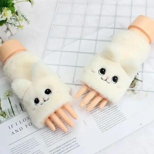 Cute Winter Warm Soft Half Finger Thick One Size Gloves For Women Fashionable Warm Comfortable Stylish Gloves For Girls Stevvex