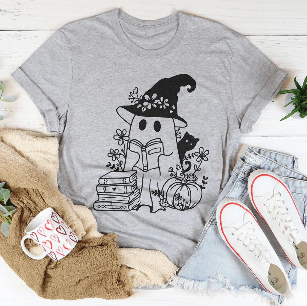 Cute Witch Ghost Tee Peachy Sunday