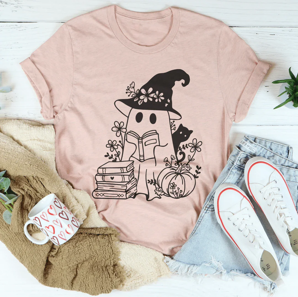 Cute Witch Ghost Tee Peachy Sunday