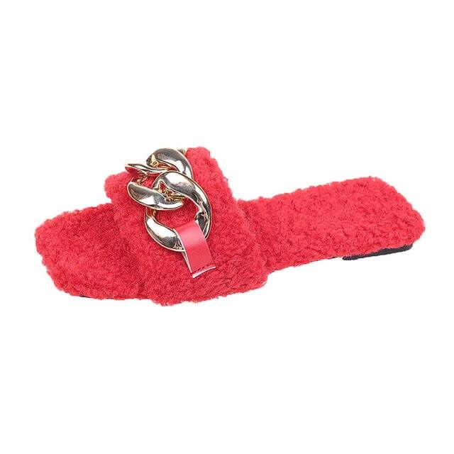Cute Women Summer Slipper Square Toe Chain Slippers Slip On Flat Slide Sandals Beach Flip Flops Casual Shoe Sandals With Square Open Toe Slip On Comfy Slides Sandals Casual Shoes Summer Low Heeled Stevvex