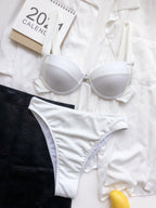Cute Women Swimwear Pure Color Bikinis Swimsuit Women High Waist String Solid Color 2 Piece Bathing Suits Summer High Cut Push Up Bathing Suit High Waist Beach Wear Breathable Bikini Stevvex